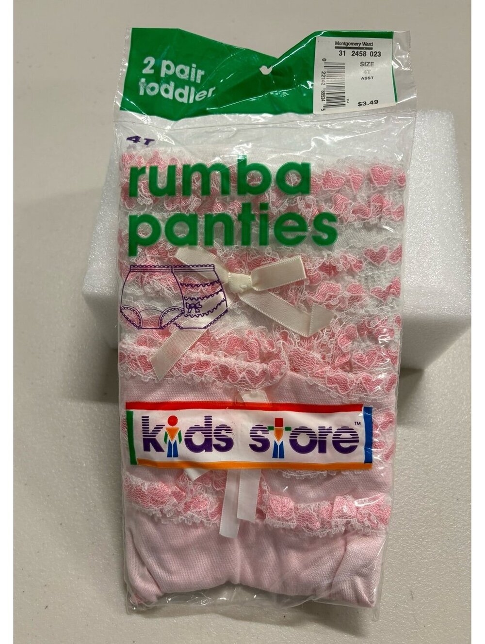Vintage Montgomery Ward Kids Store Toddler Rumba Panties 4T NIP Pink Lace 2 Pair